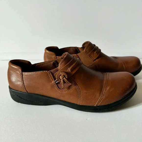 Clarks loafers brown leather  size 9m - Picture 5 of 8